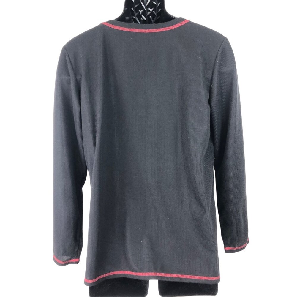 Sonoma Sleepwear Women's Size XL Black/Red Trim Thermal Long Sleeve Sleep Shirt - Picture 2 of 6
